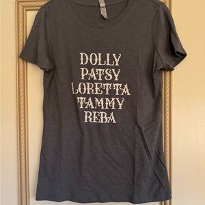 Dolly Patsy Loretta Tammy Reba- Gray Short Sleeve Tee
